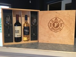 Double Bottle Wooden Gift Boxes | IAFF Logo