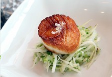 Seared Sea Scallops On Apple & Celery Slaw With Riesling Vinaigrette